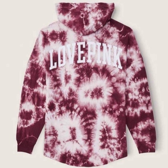 NWT SEALED PINK Varsity Tie Dye Long Sleeve Pullover Tee Large - Picture 4 of 8